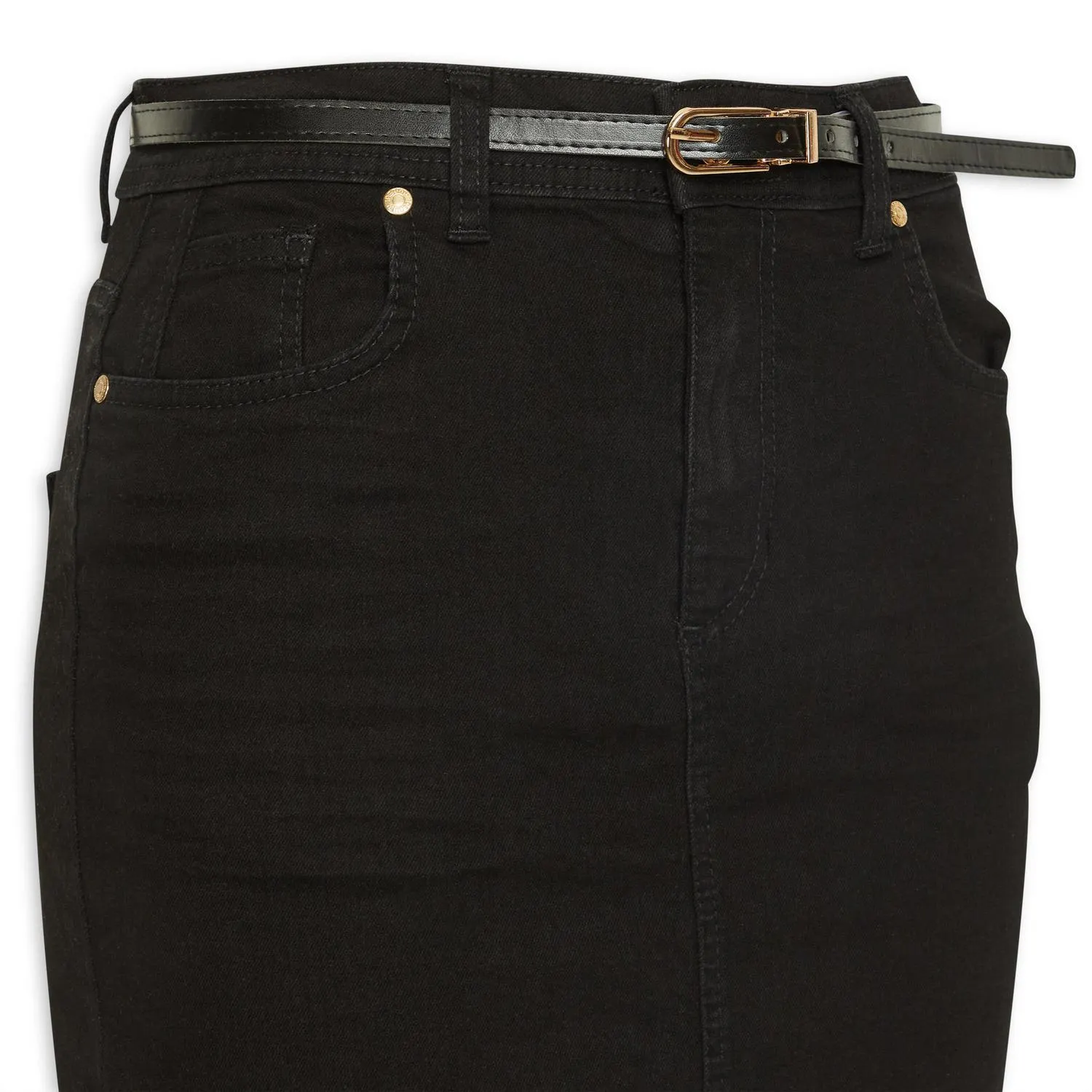 Black Belted Pencil Skirt