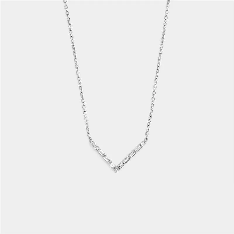 Sterling Silver Cubic Zirconia Women’s V Necklace