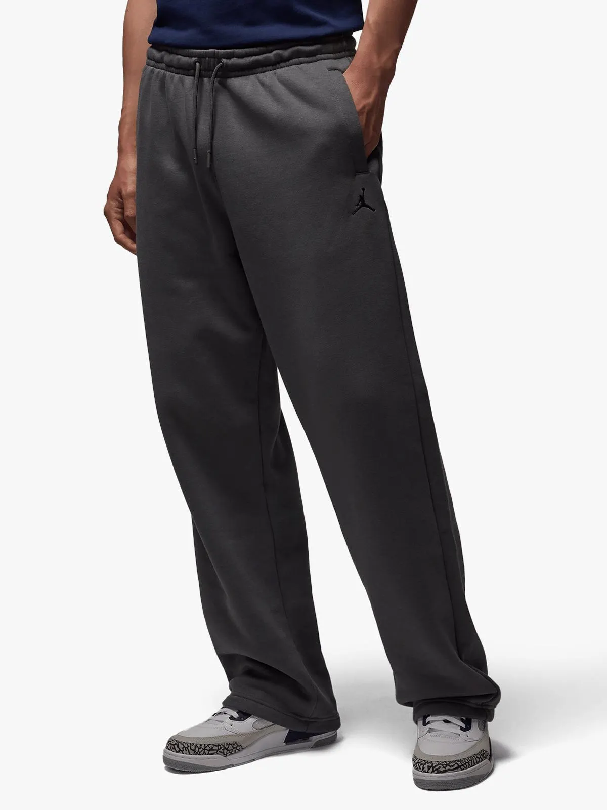 Jordan Men's Brooklyn Fleece Oversized Open-Hem Grey Trousers