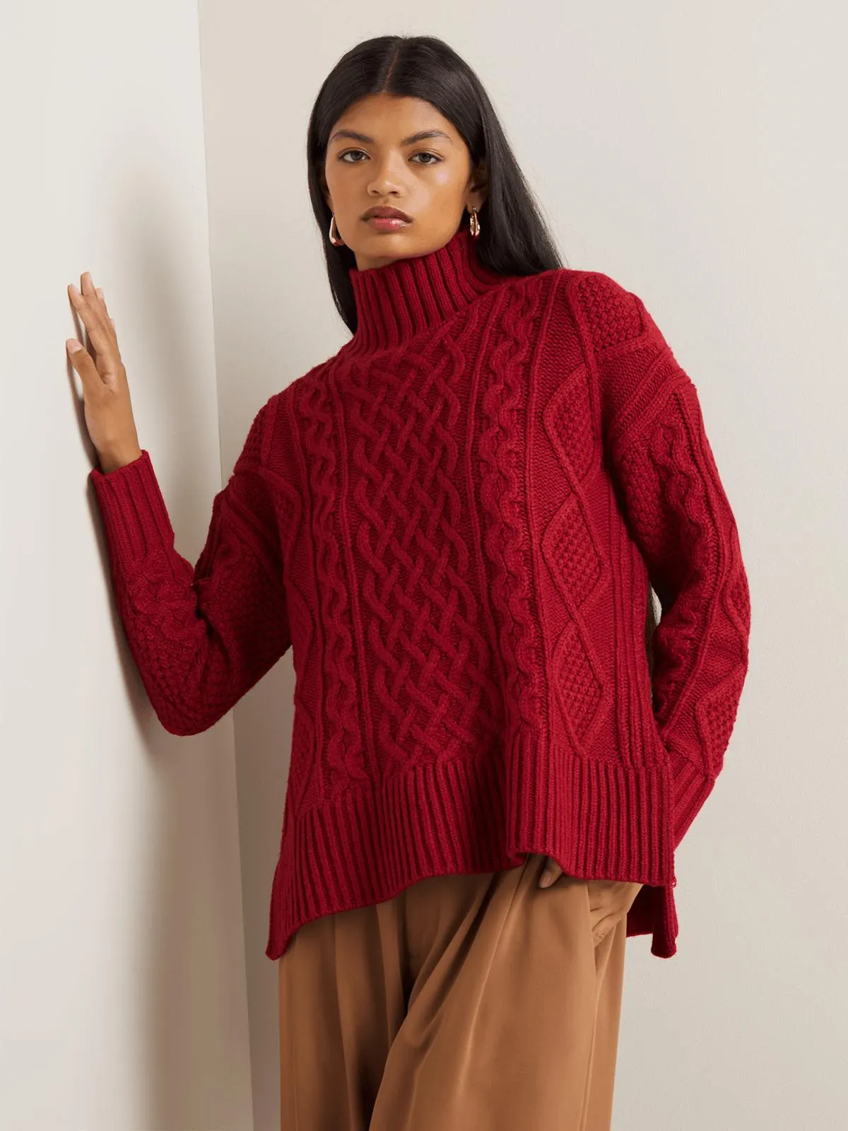 Women's Iconography Cable Knitwear Split Jumper