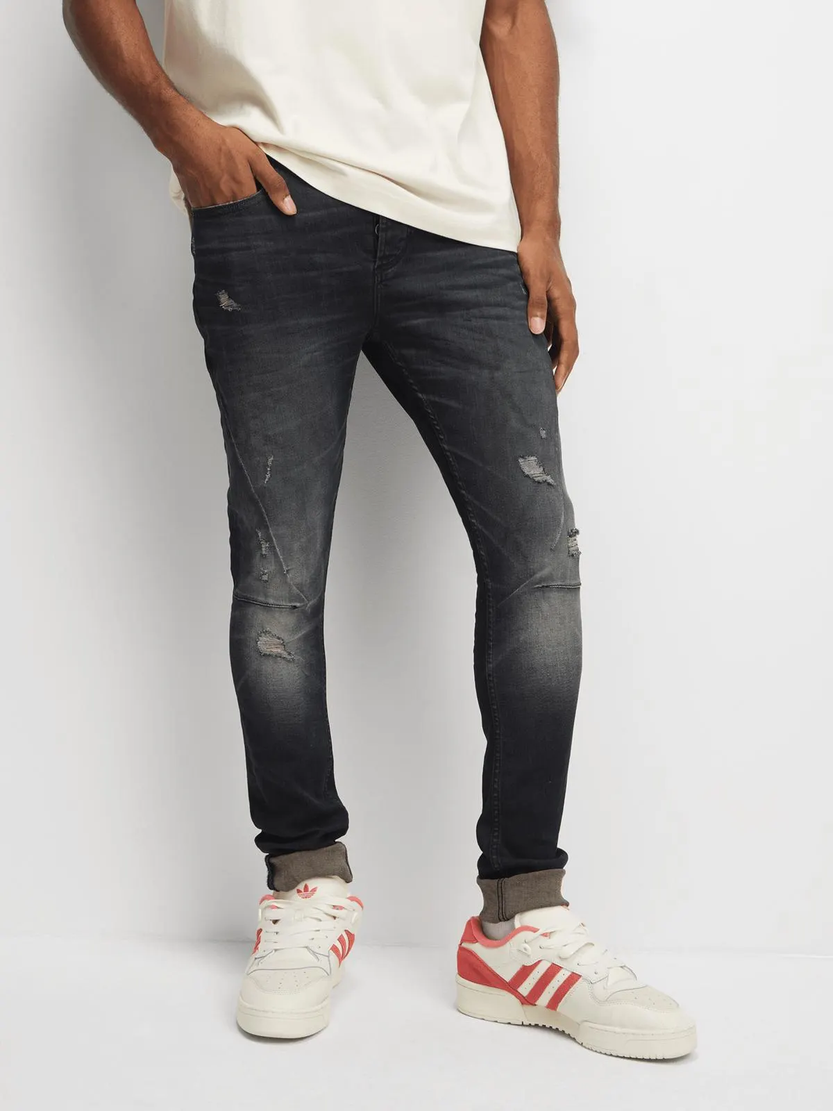 Redbat Men's Coated Ink Super Skinny Jeans