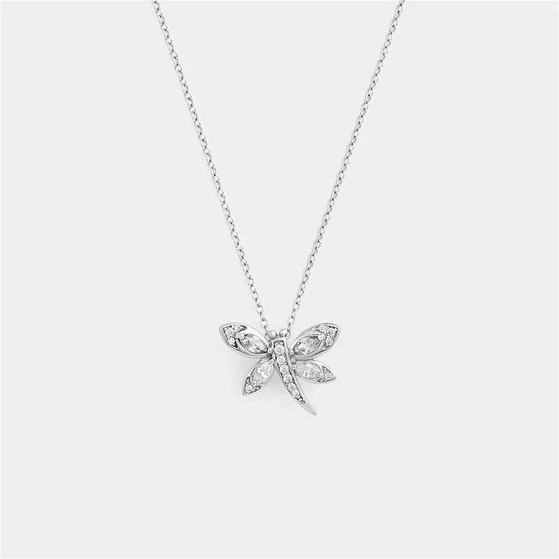 Sterling Silver Cubic Zirconia Dragonfly Pendant