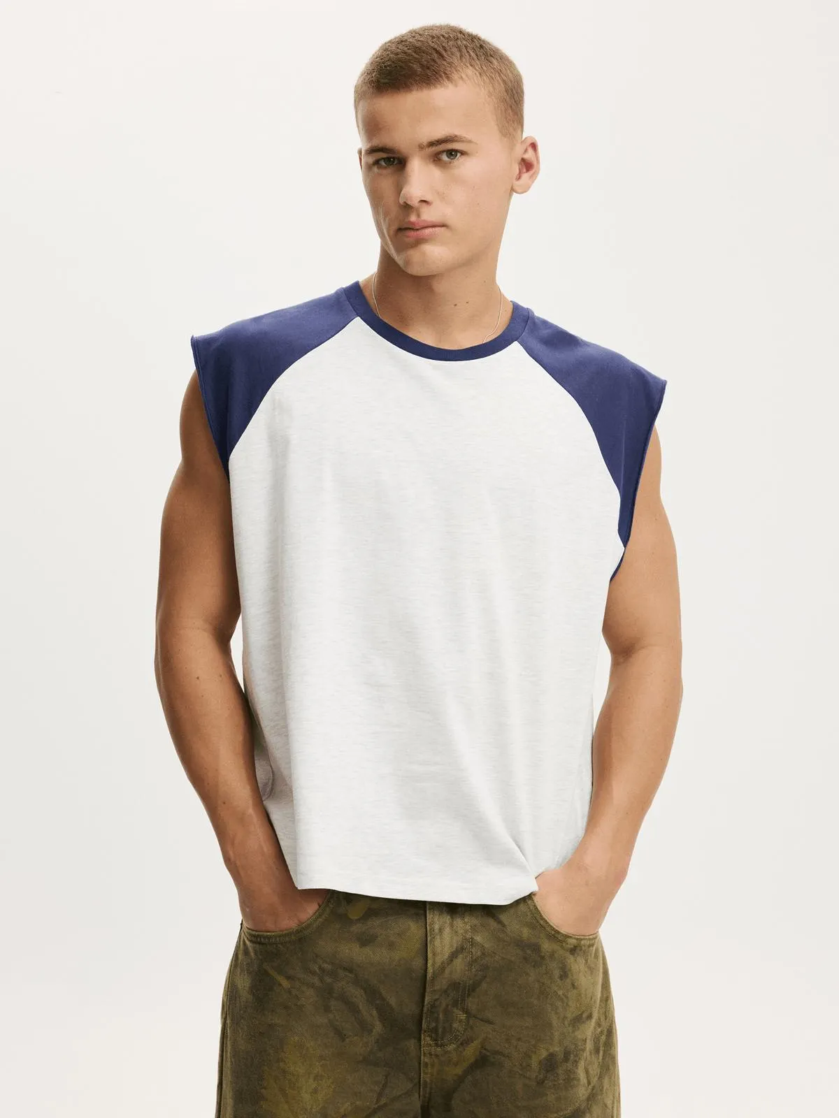 Men's Cotton On Grey Cropped Fit Muscle Top