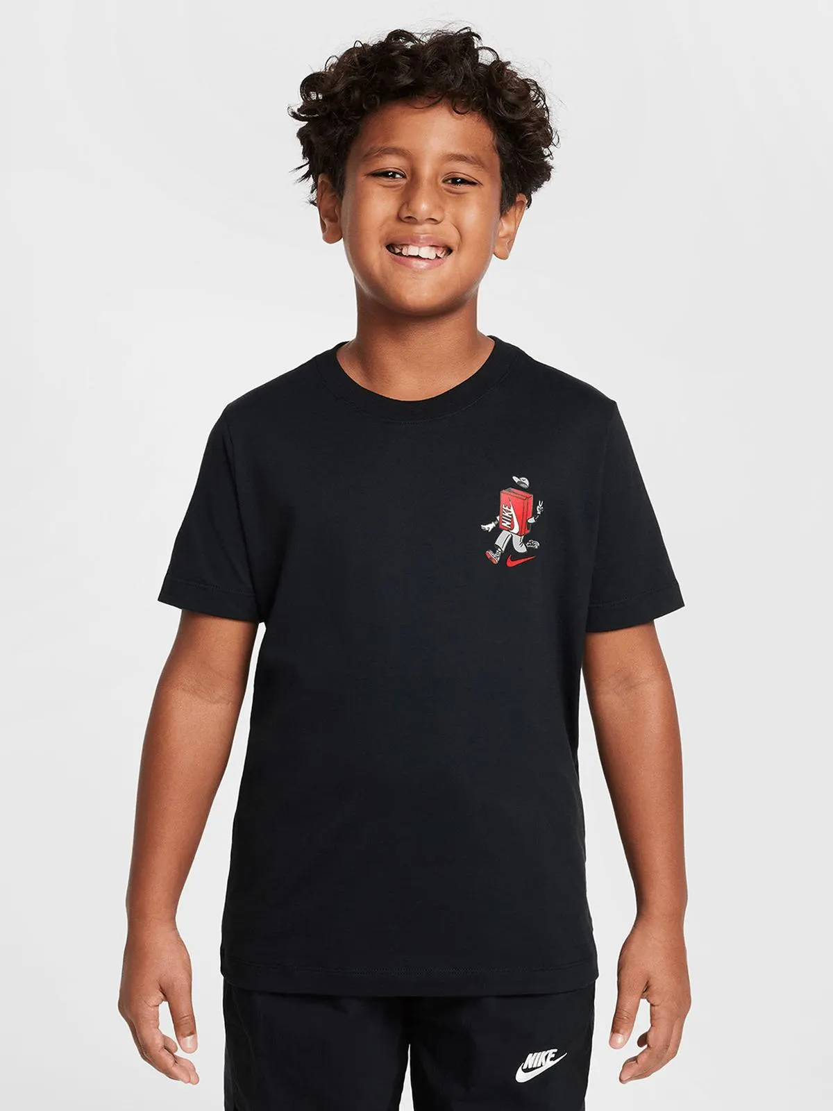 Nike Boys Youth Sportswear Boxy 1 Just Do it Music Black T-Shirt