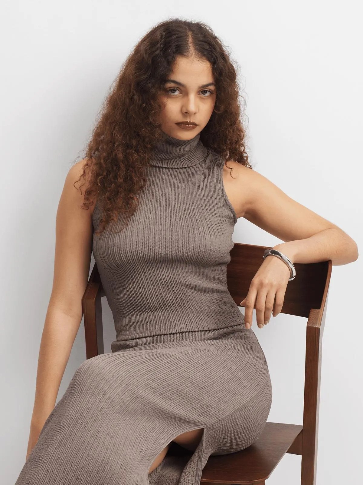 The FIX Women's Brown Co-Ord Foldover Top