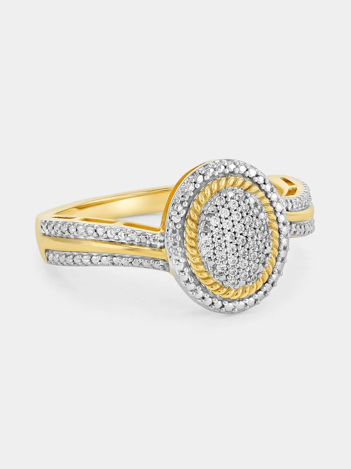 Yellow Gold Earth Grown Diamond Multi-Stone Oval Halo Ring