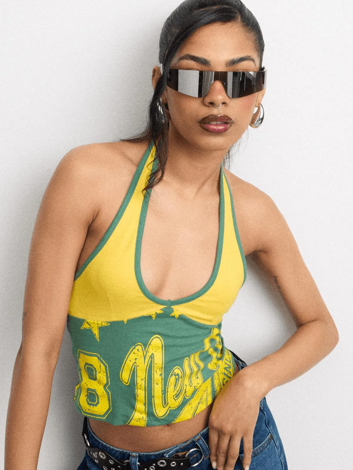 The FIX Women's Yellow Halterneck Top