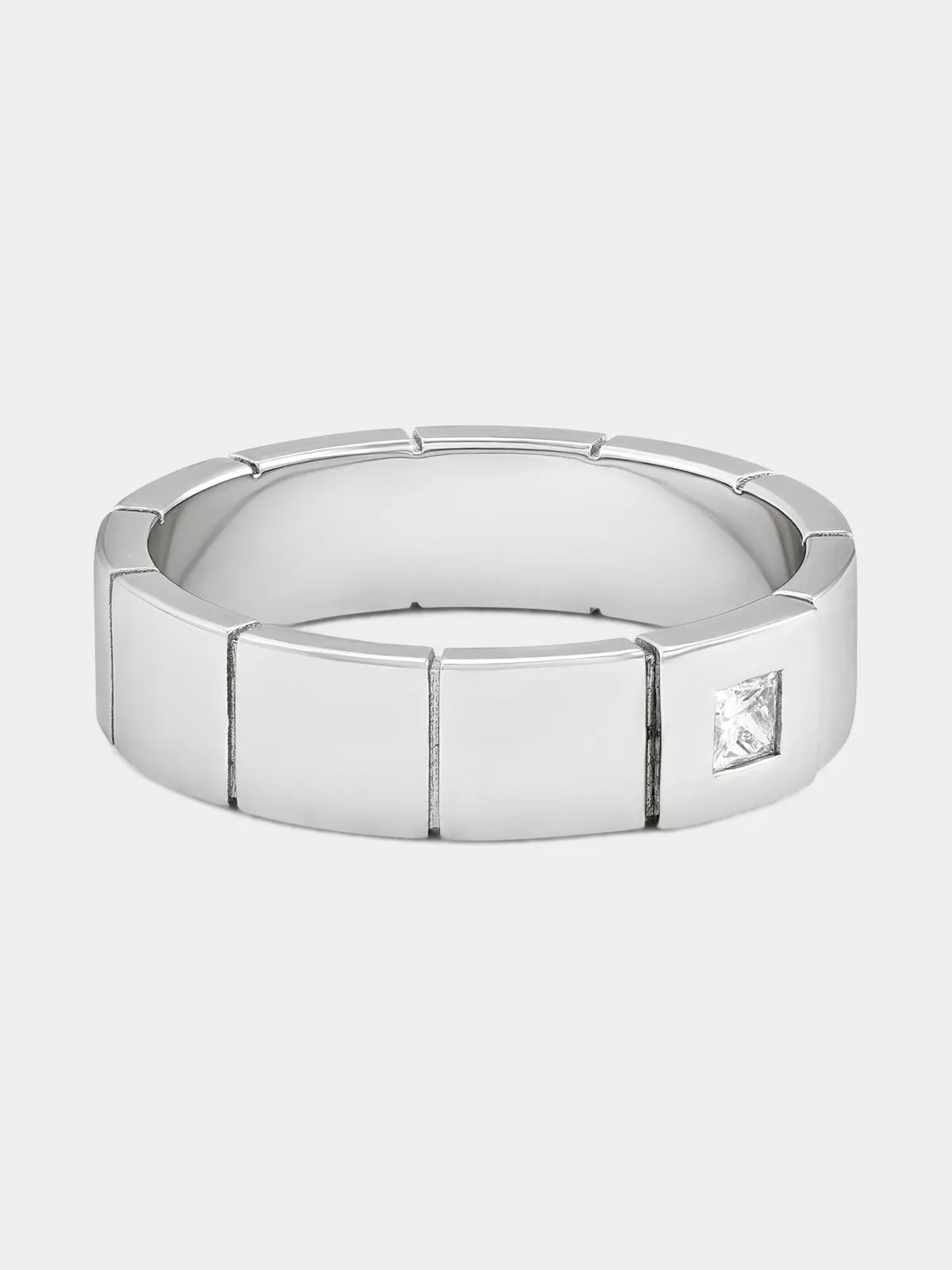 Sterling Silver Lab Grown Diamond Solitaire Square Cube Ring