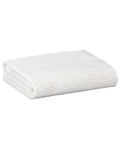 Horrockses 100% Cotton Panelled Cellular Blanket 180 x 230 - White