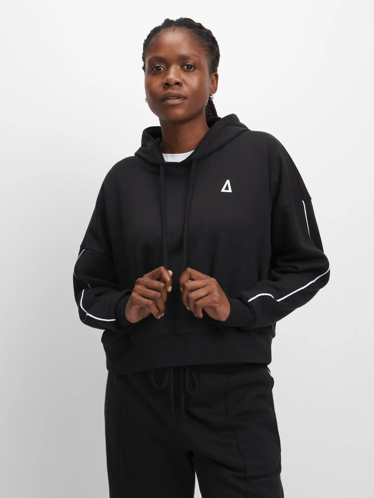 Women's APX Black Hoodie With Piping