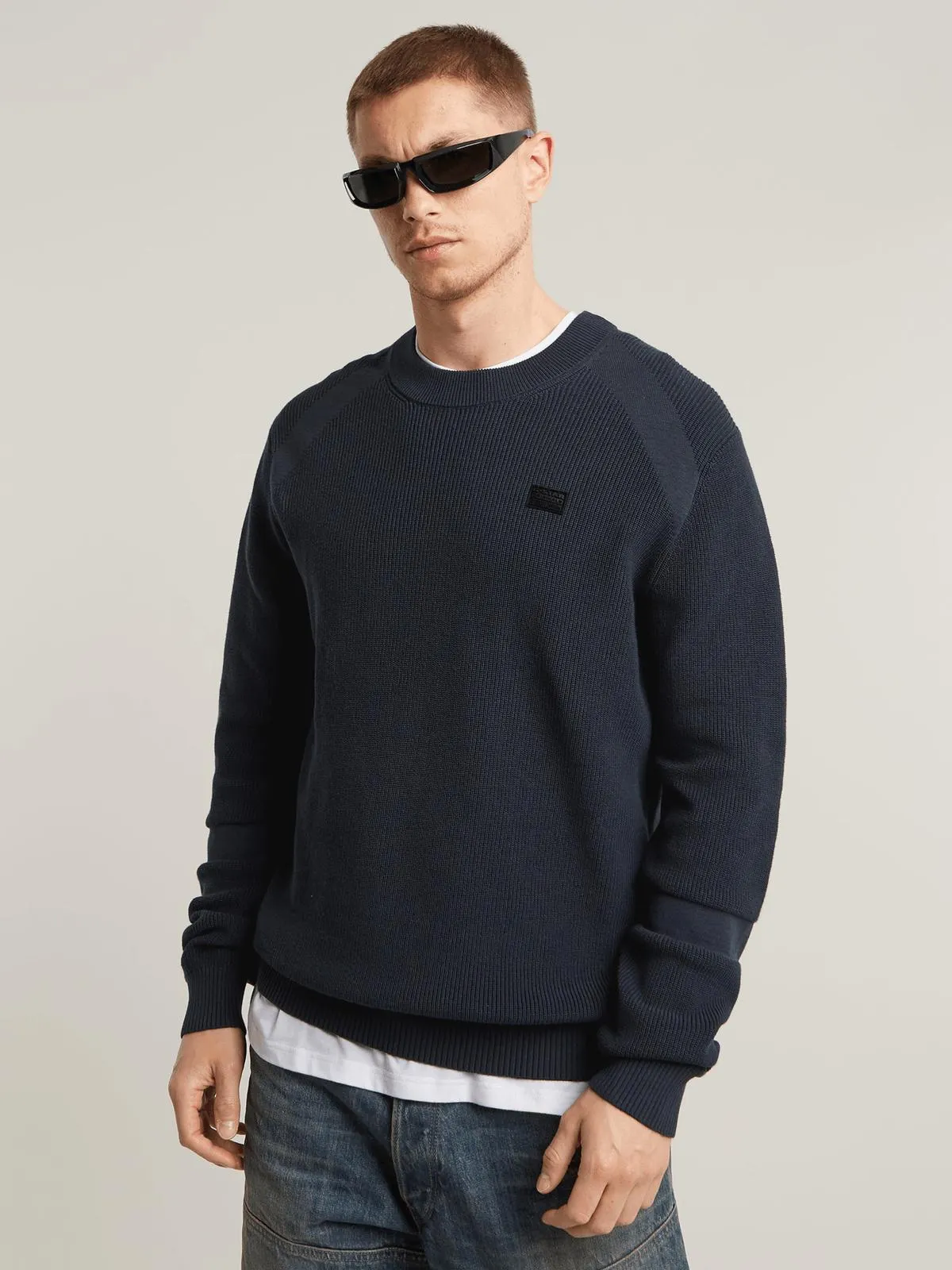 G-Star Men's Detailed Knitted Legion Blue Sweater