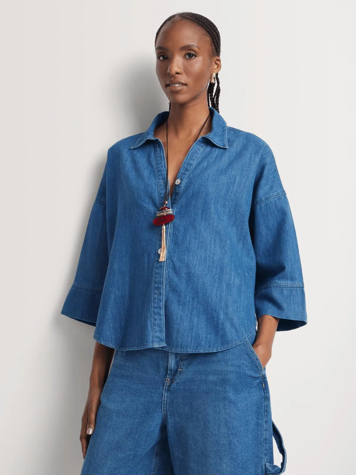 FF Denim Oversized Drop Shoulder Shirt