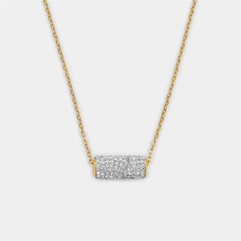 Yellow Gold & Sterling Silver Crystal Barrel Pendantneck piece
