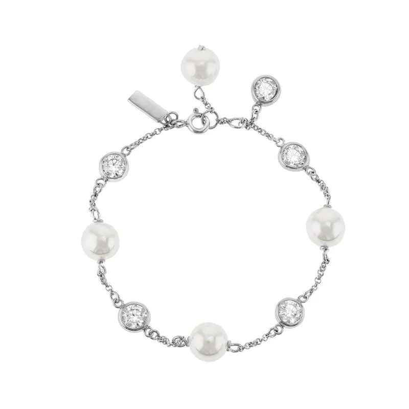Cheté Sterling Silver Freshwater Pearl & Cubic Zirconia Bracelet