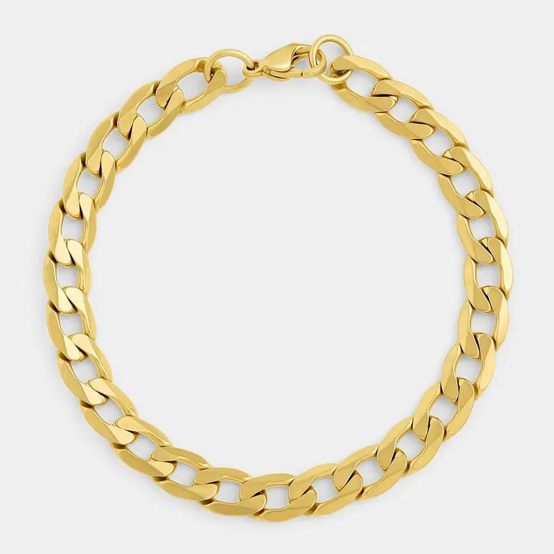 Stainless Steel Gold Plated Curb Bracelet