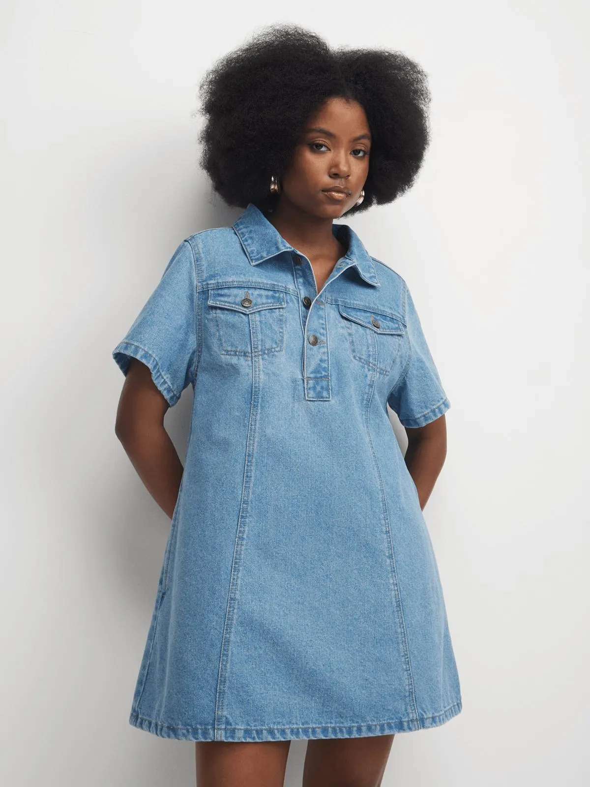 The FIX Women's Light Wash Mini Denim Dress