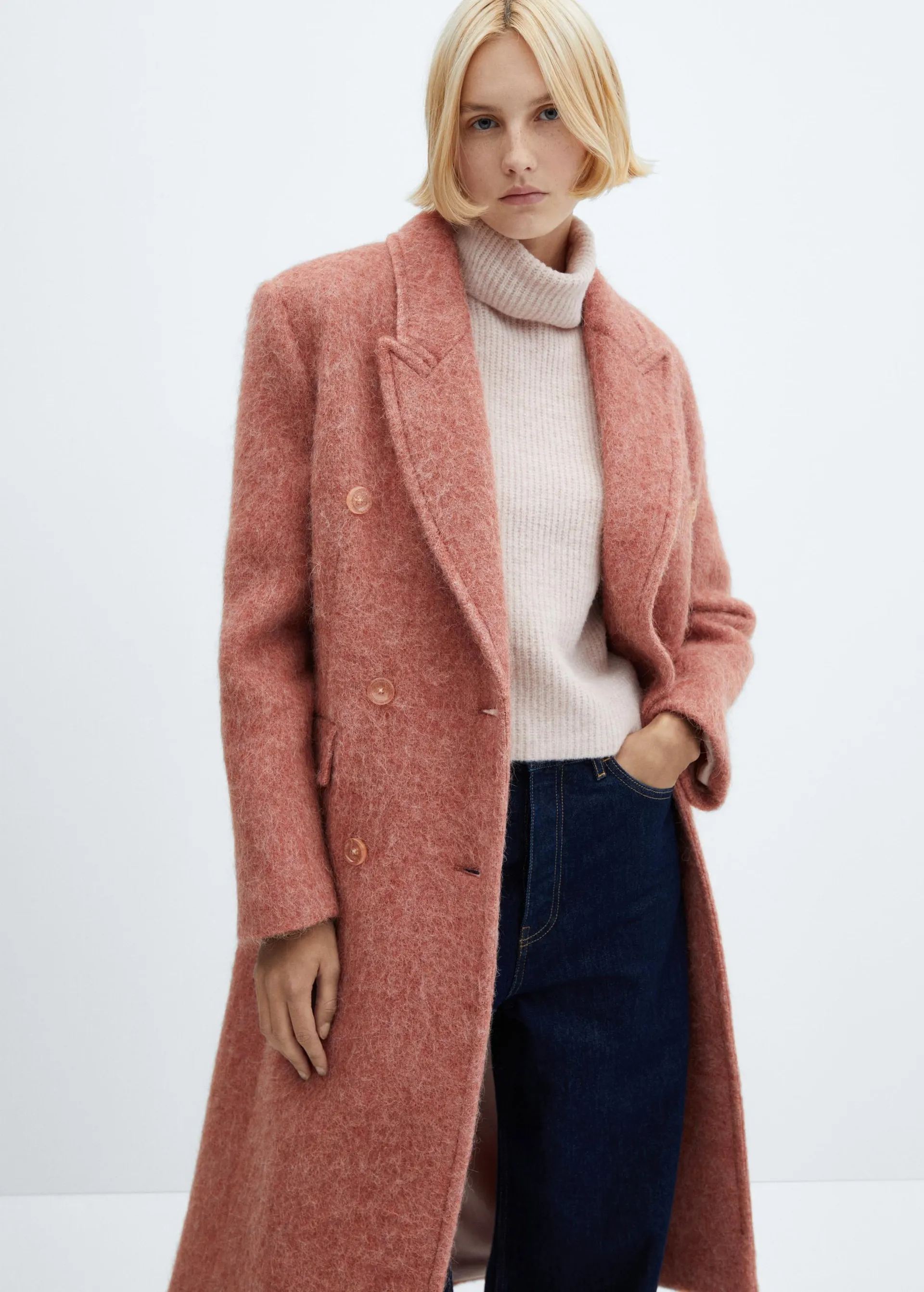 Double-breasted wool coat