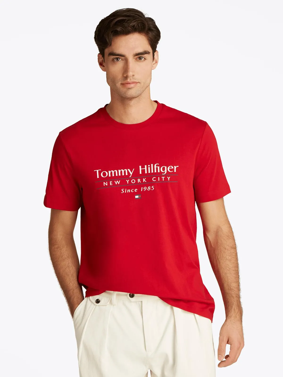 Men's Tommy Hilfiger Red Center Stack T-Shirt