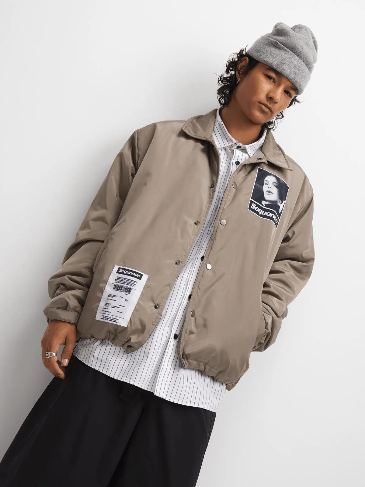 Men's Stone Patch Panel Padded Jacket