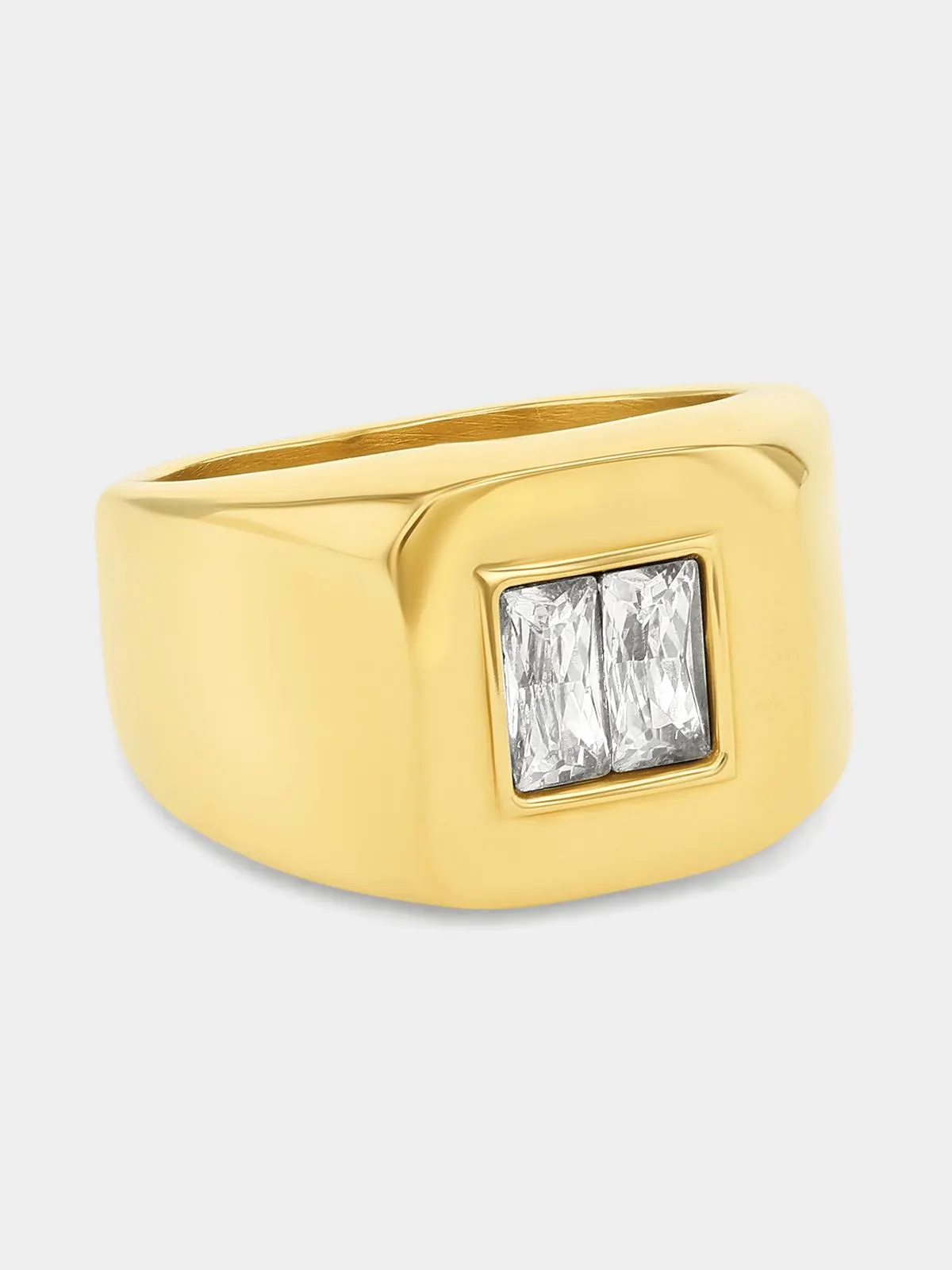 Gold Plated Stainless Steel Cubic Zirconia Ring