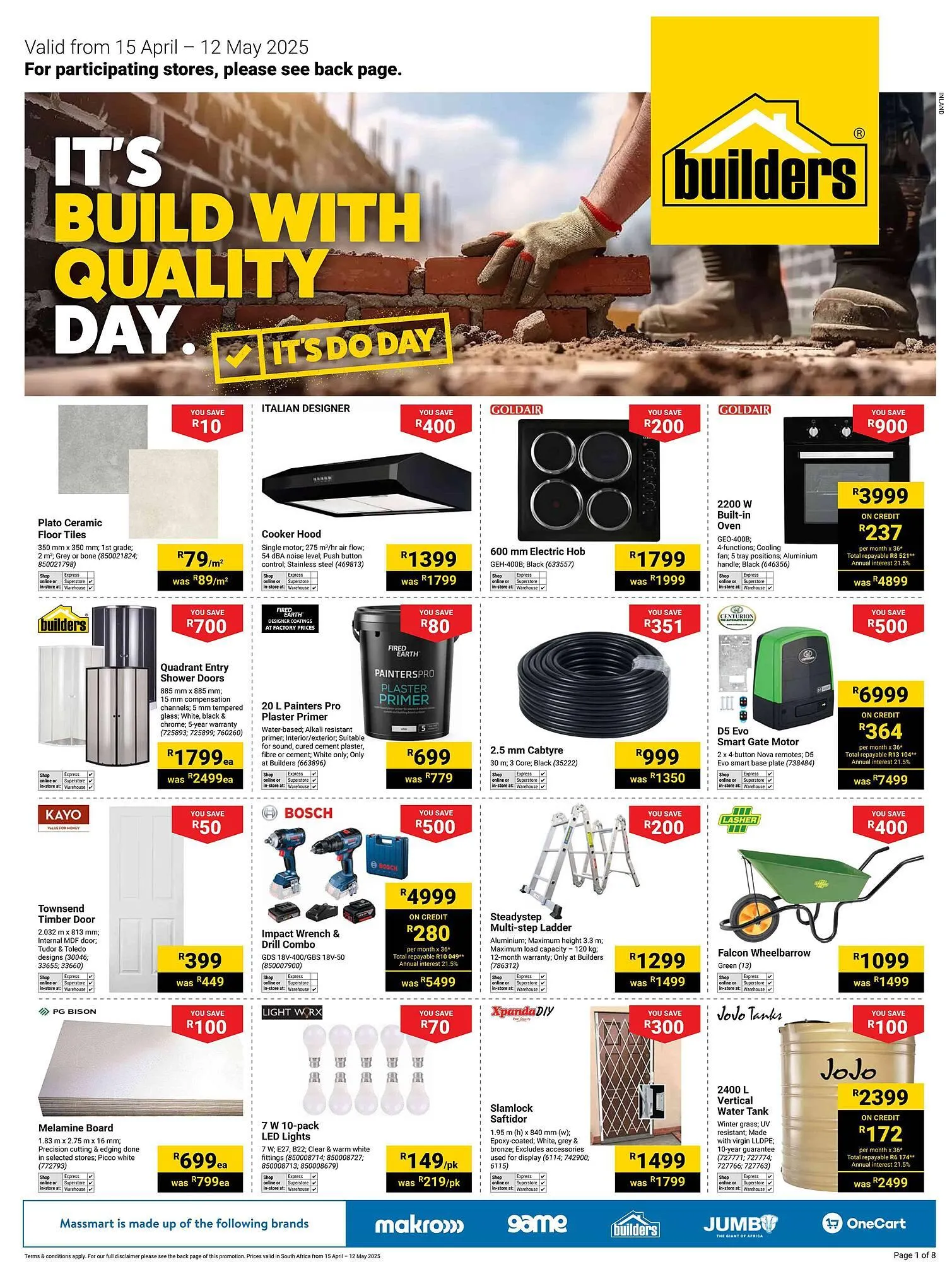 Builders Warehouse catalogue from 15 April to 12 May 2025 - Catalogue Page 1