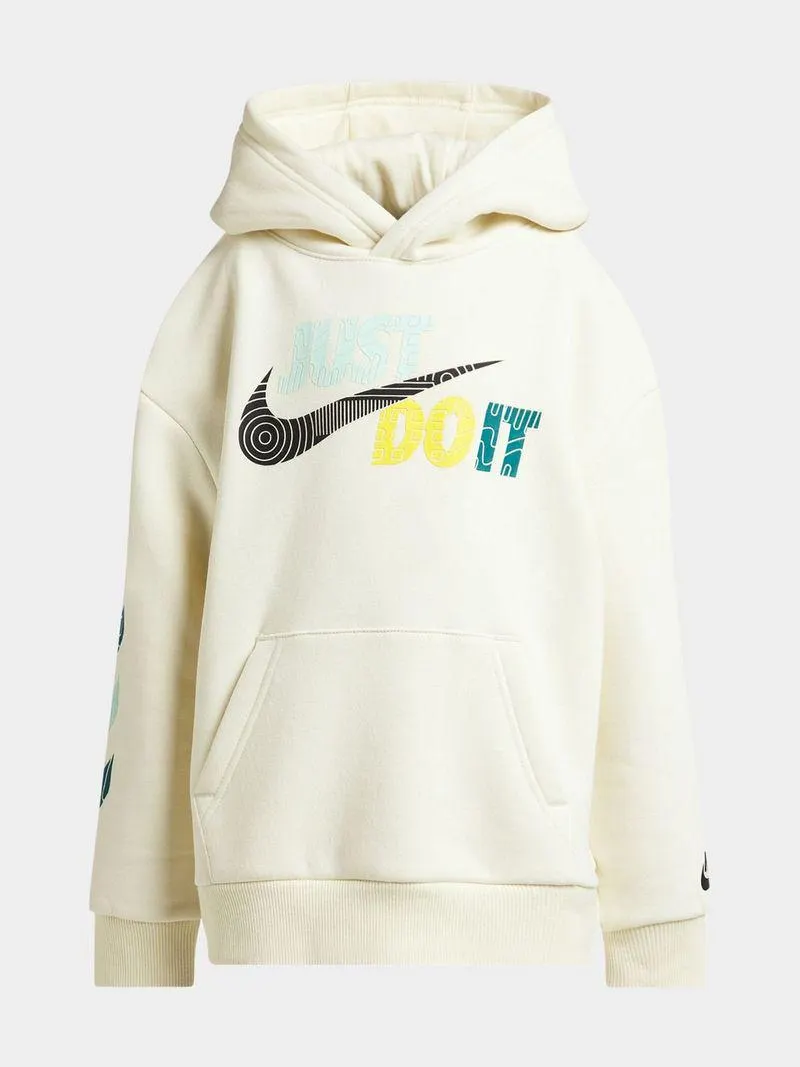 Nike Boys Kids NSW Trend Trekker Ecru Pullover Hoodie