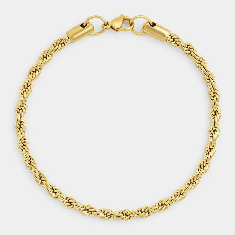 Stainless Steel Gold Plated Rope Bracelet