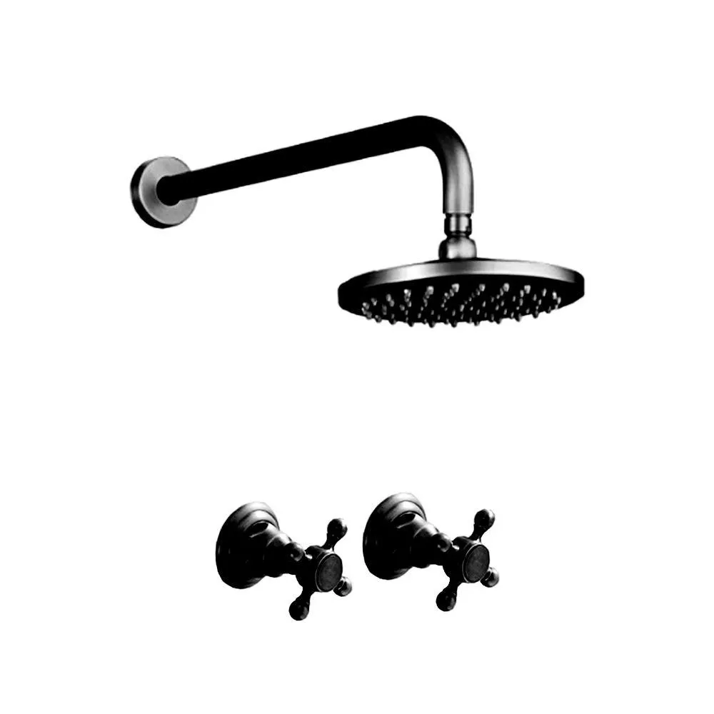 BTB051- BLACKENED BRASS SHOWER & ANTIQUE HANDLES