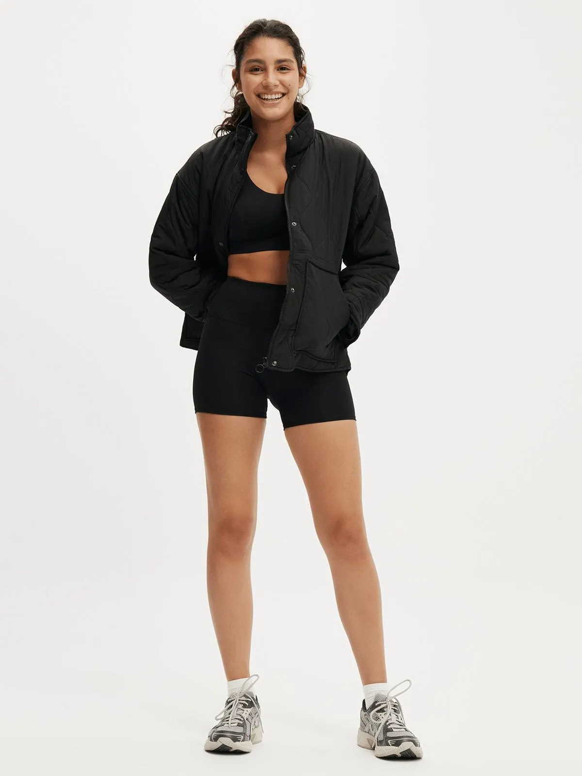 Women's Cotton On Black Active Warm Up Relaxed Lightweight Jacket