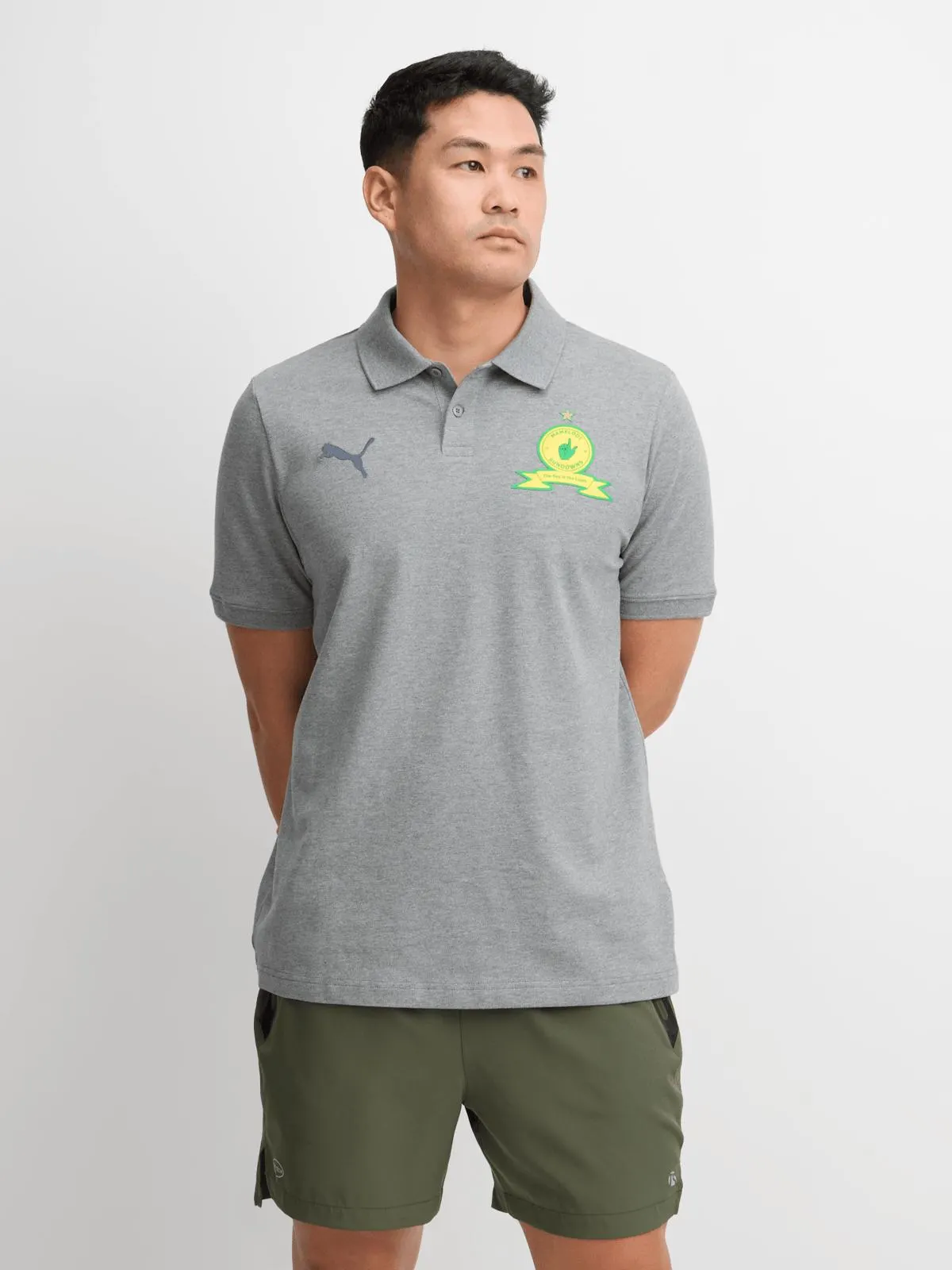 Puma Mens Mamelodi Sundowns Essential Tech Grey Polo Tee