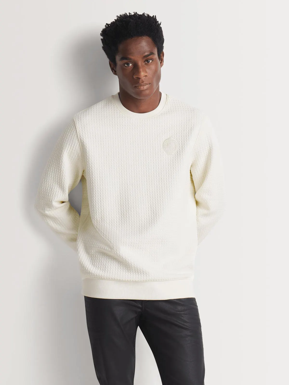 Fabiani Men's Ecru Honeycomb Sweatshirt