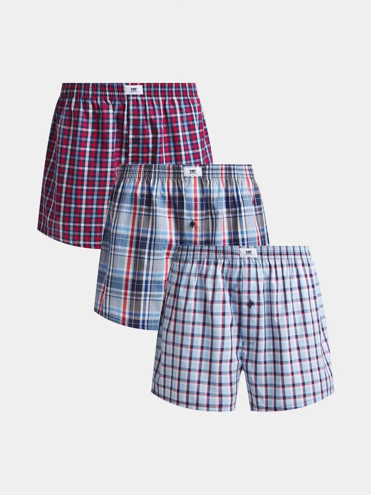 Markham Men's 3 Pack Oxford Check Multicolour Boxers