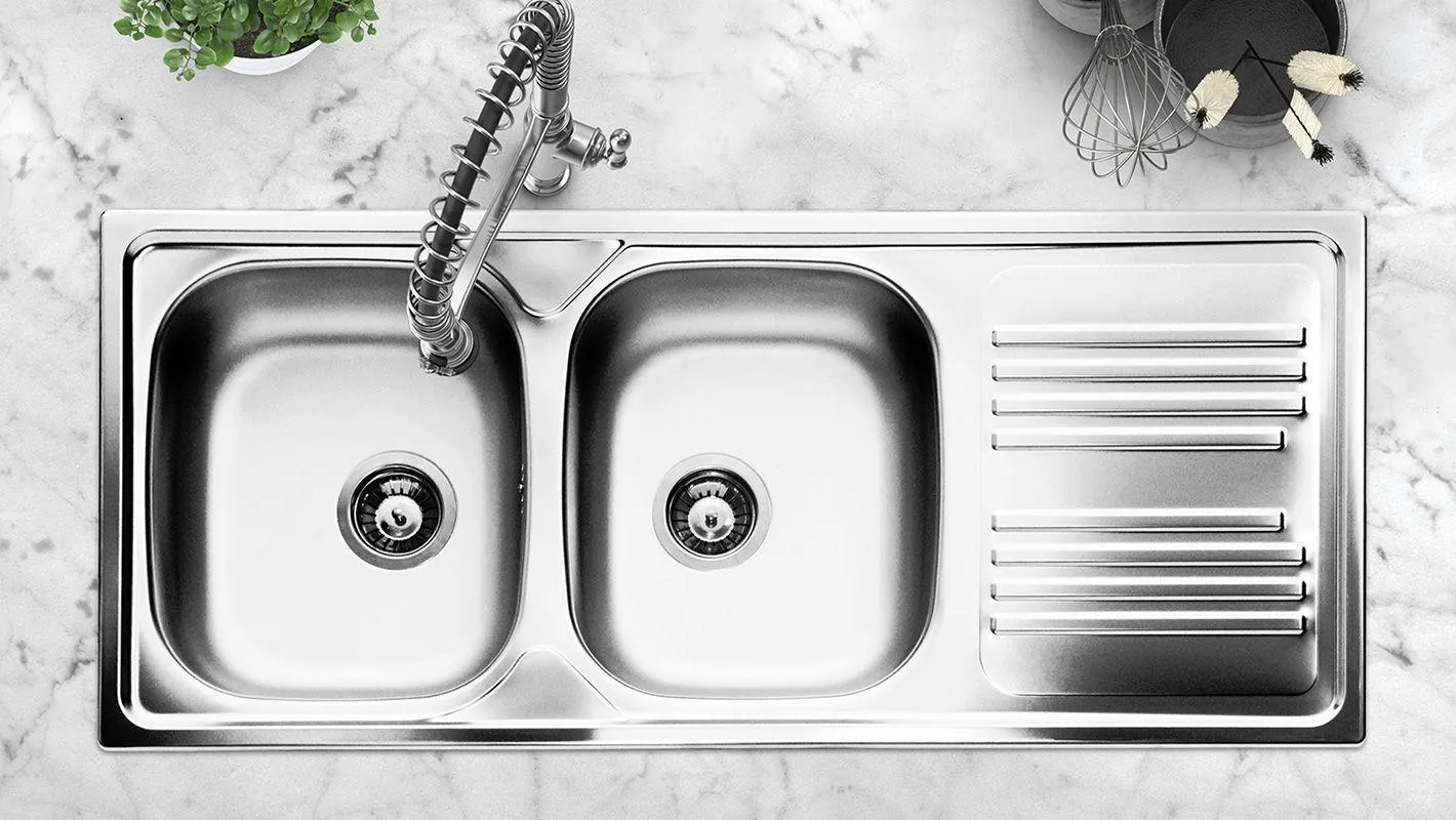 Smeg Omni Double Bowl Stainless Steel Kitchen Sink 1160 x 500 x 150mm