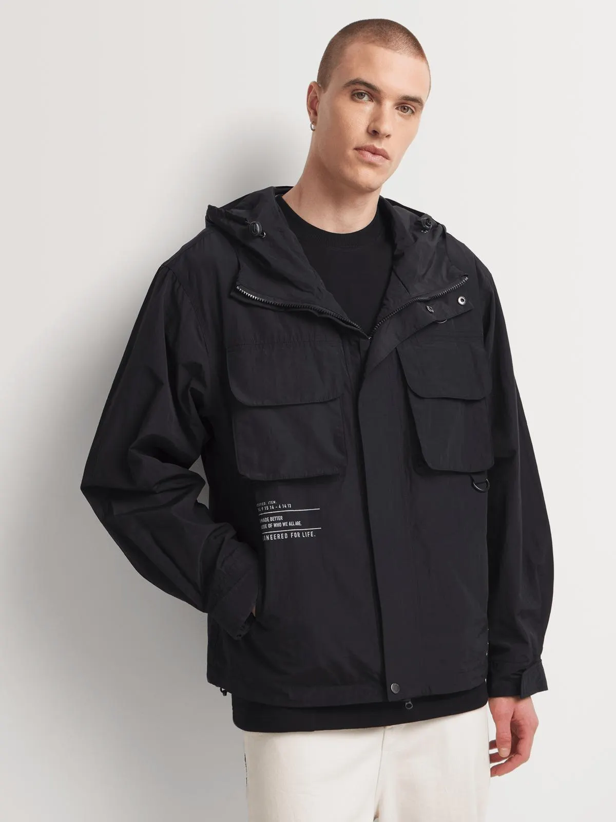 Union-DNM Men's Hooded Utility Black Jacket