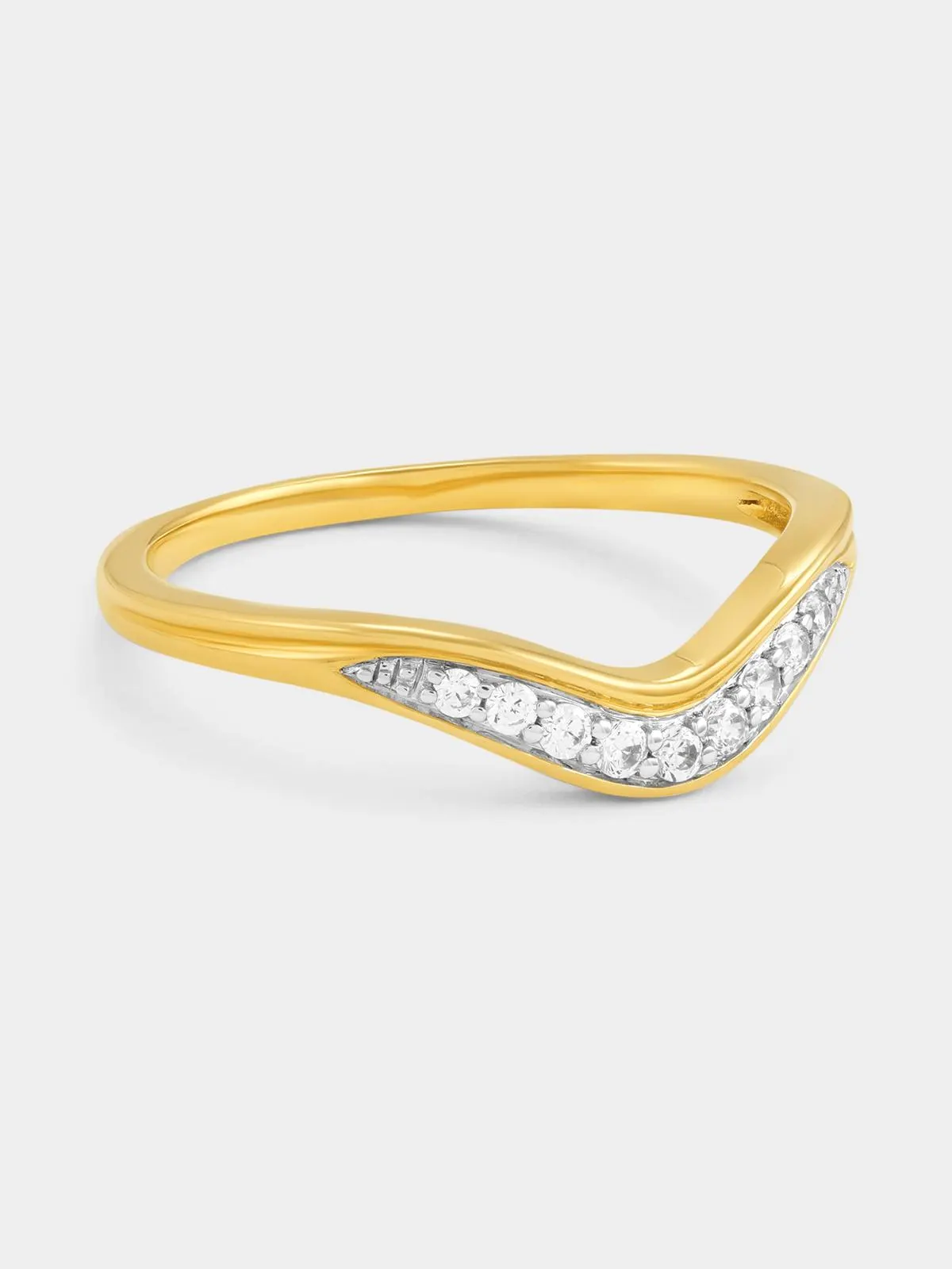 Yellow Gold Diamond Curved Channel Anniversary Ring