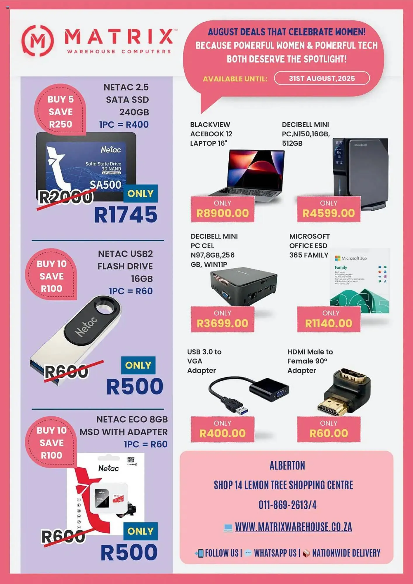 Matrix Warehouse catalogue from 1 August to 31 August 2025 - Catalogue Page 1