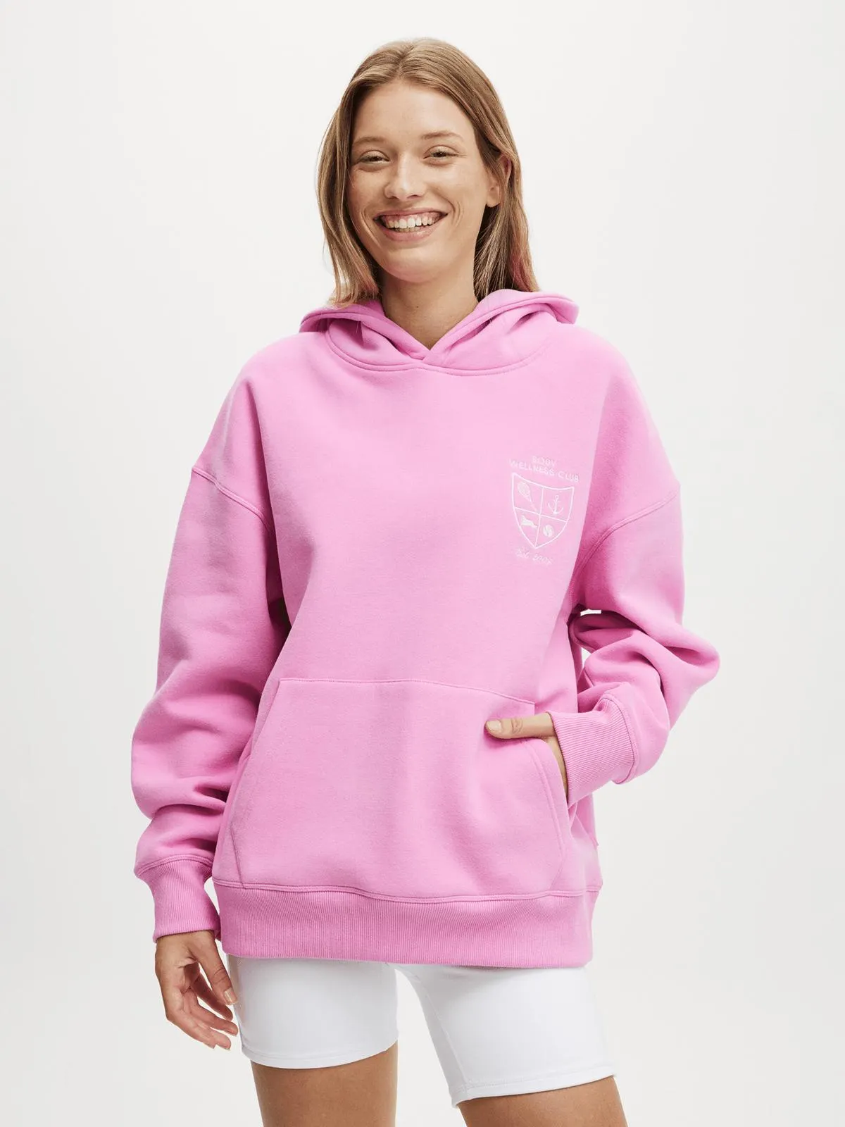 Women's Cotton On Pink Active Plush Premium Graphic Hoodie
