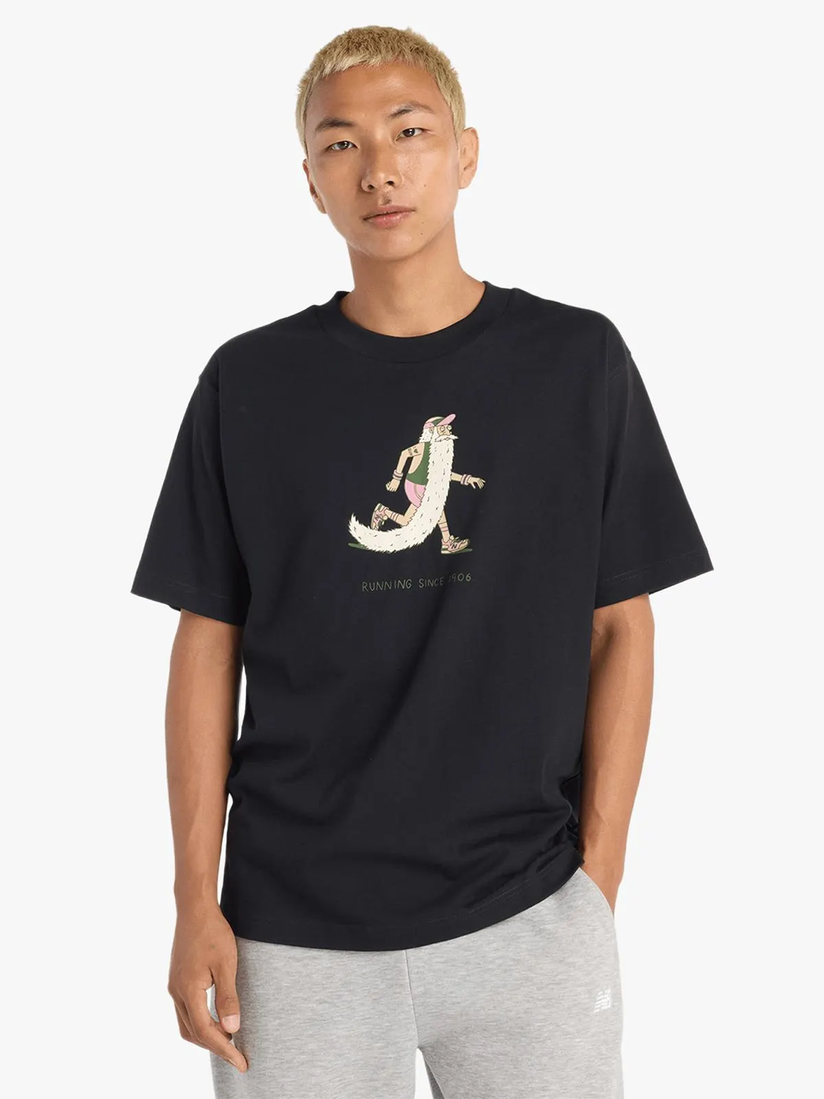 New Balance Men's Bearded Runner Black T-Shirt