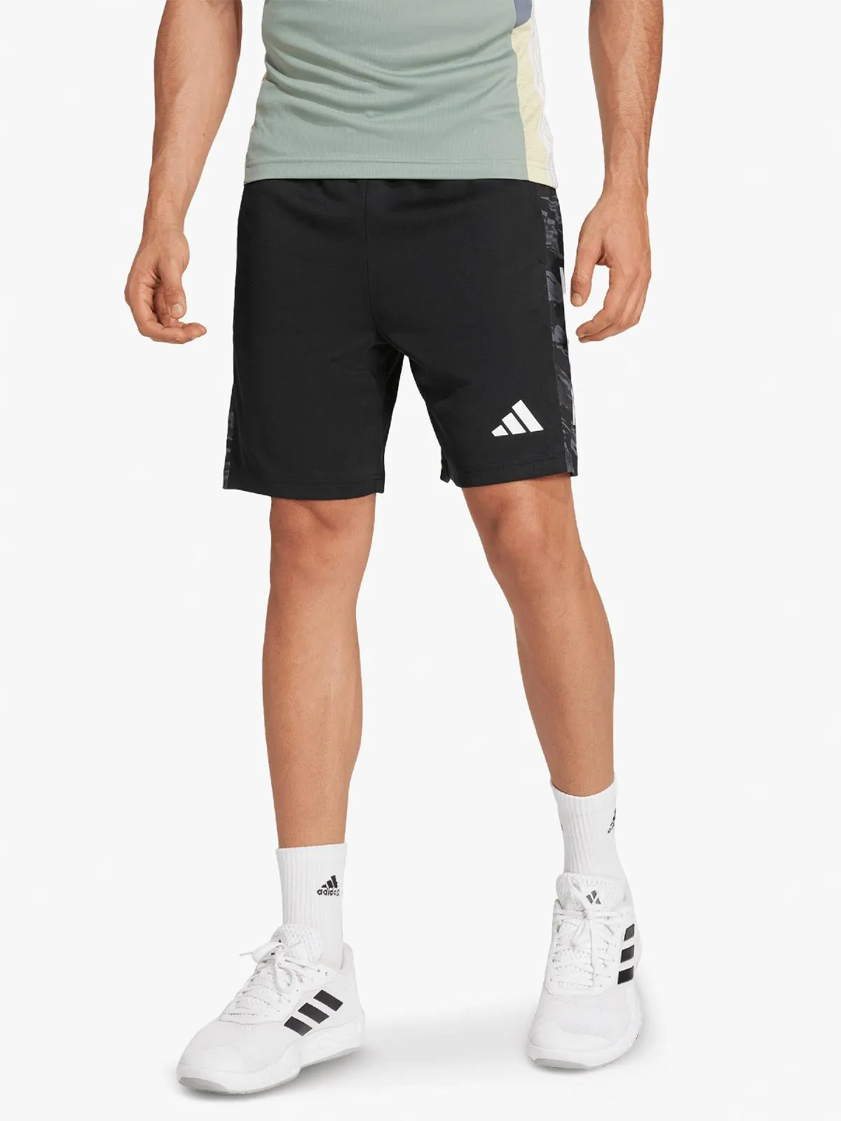 adidas Mens Camo 3-Stripes Black Shorts