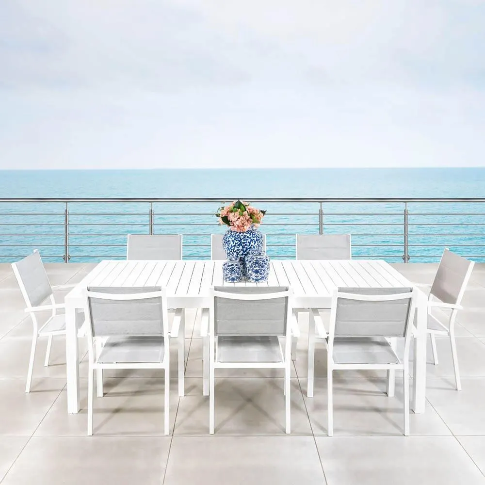 Bon 8-Seater Extendable Dining Set White & Light Grey
