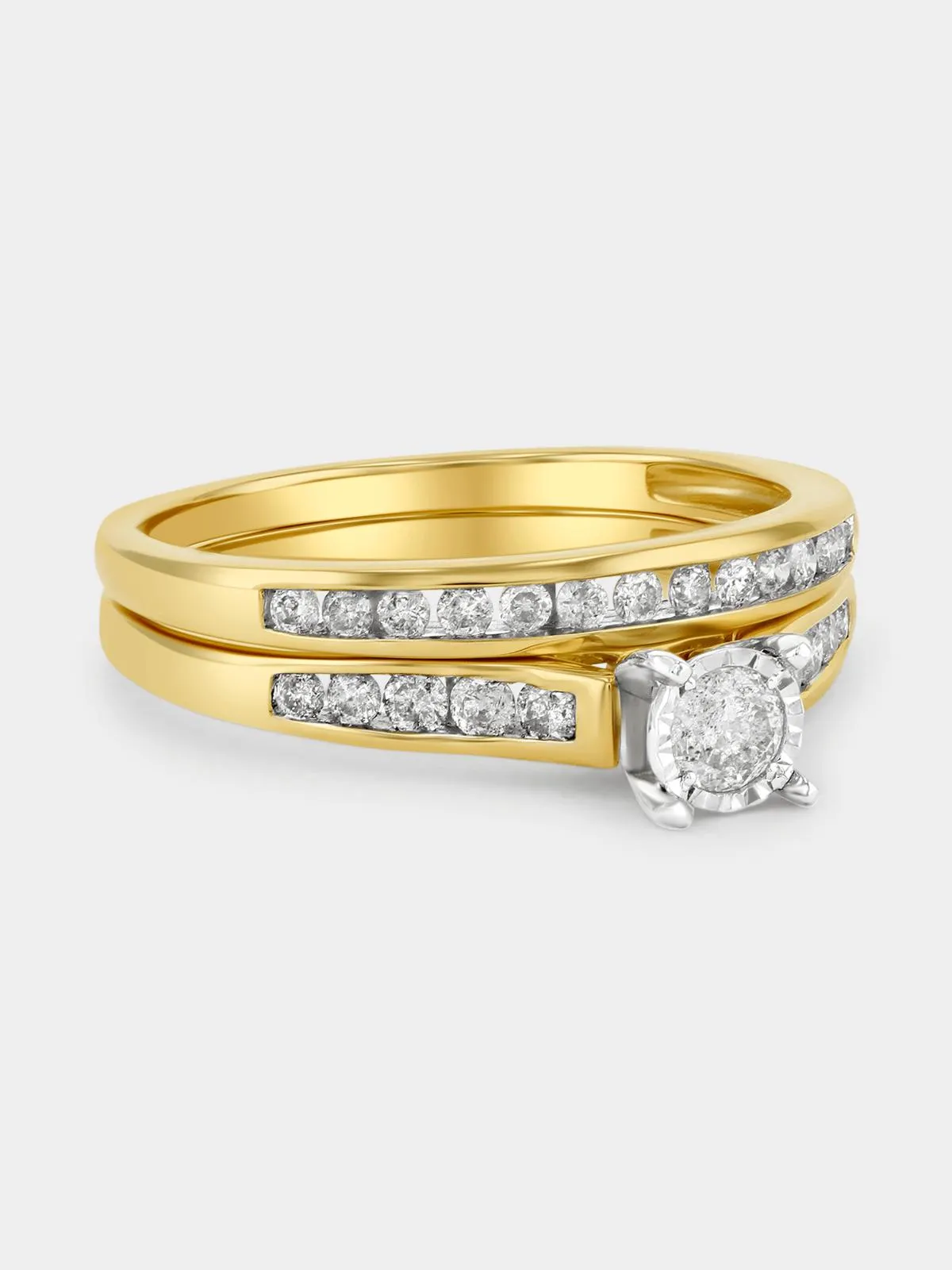 Yellow Gold 0.51ct Diamond Round Solitaire Illusion Twinset Ring