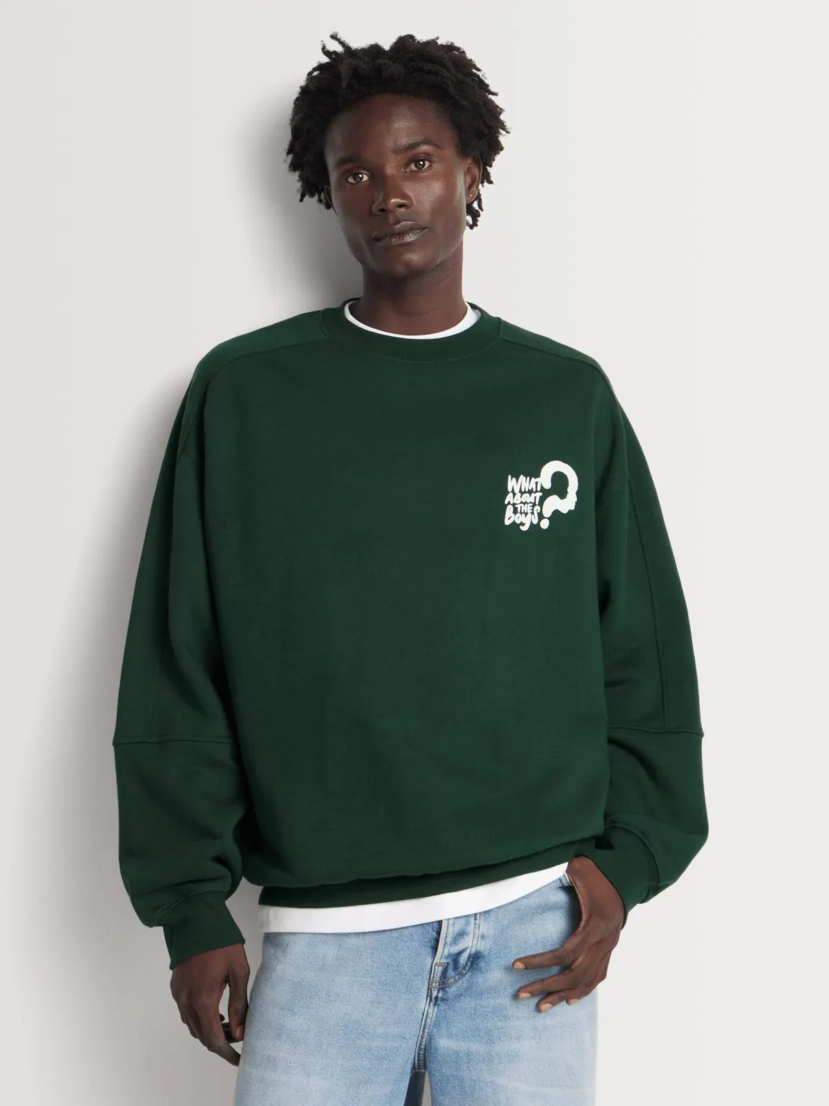 Markham Men's What About The Boys Cutline Graphic Forest Green Sweatshirt