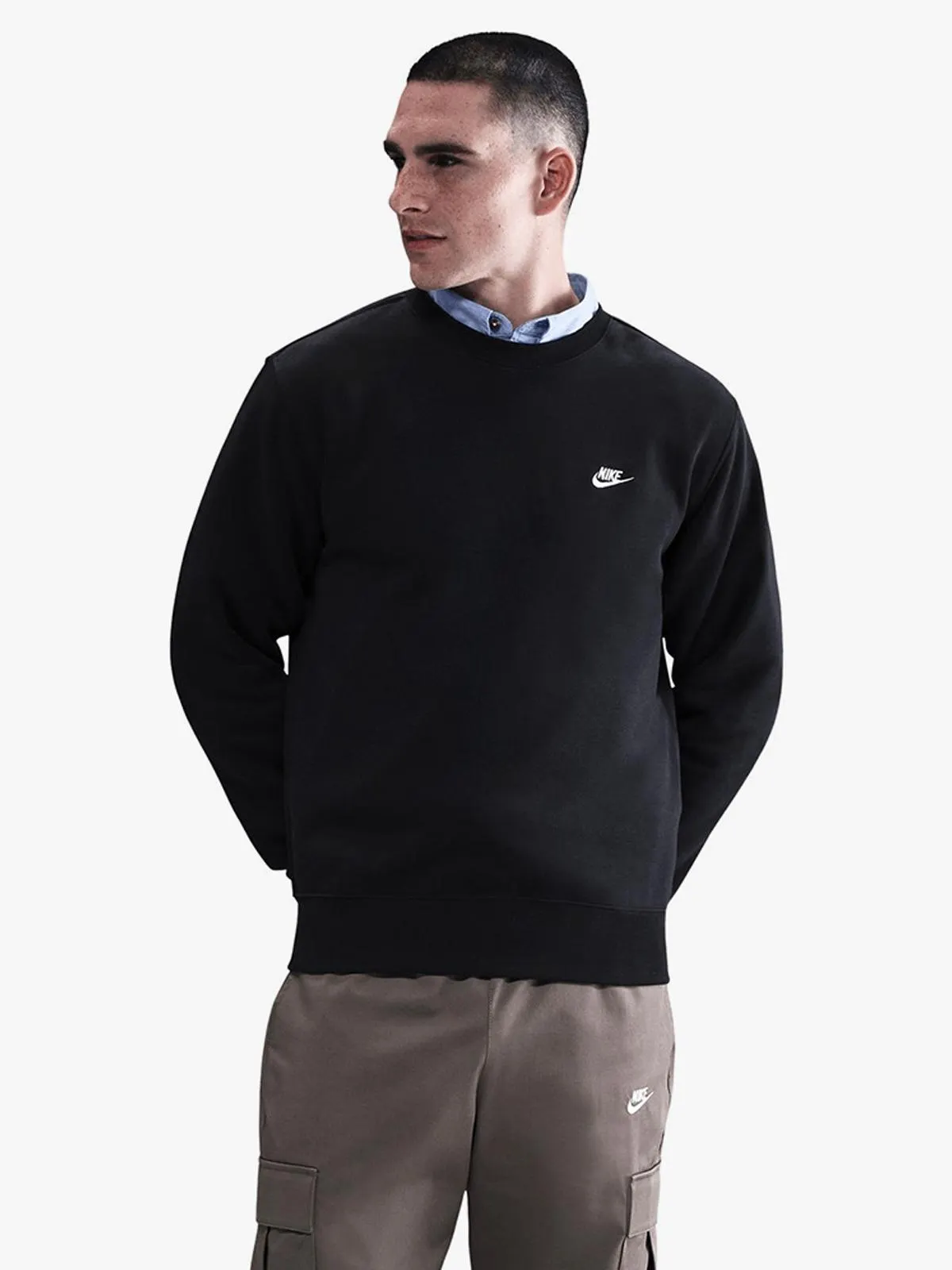 Nike Men's Club Fleece Black Crew