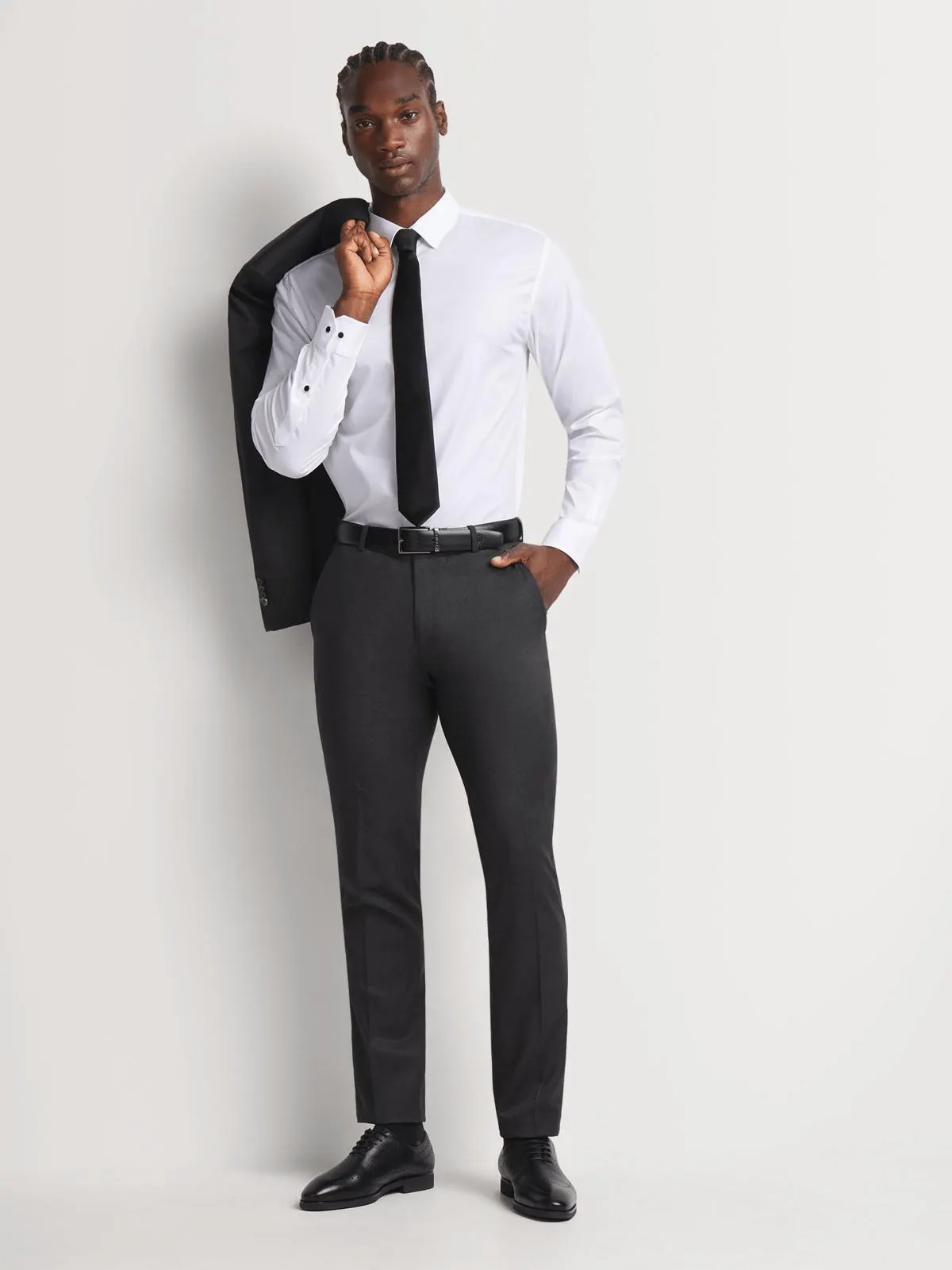 Men's Markham Slim Wool Blend Charcoal Suit Trouser