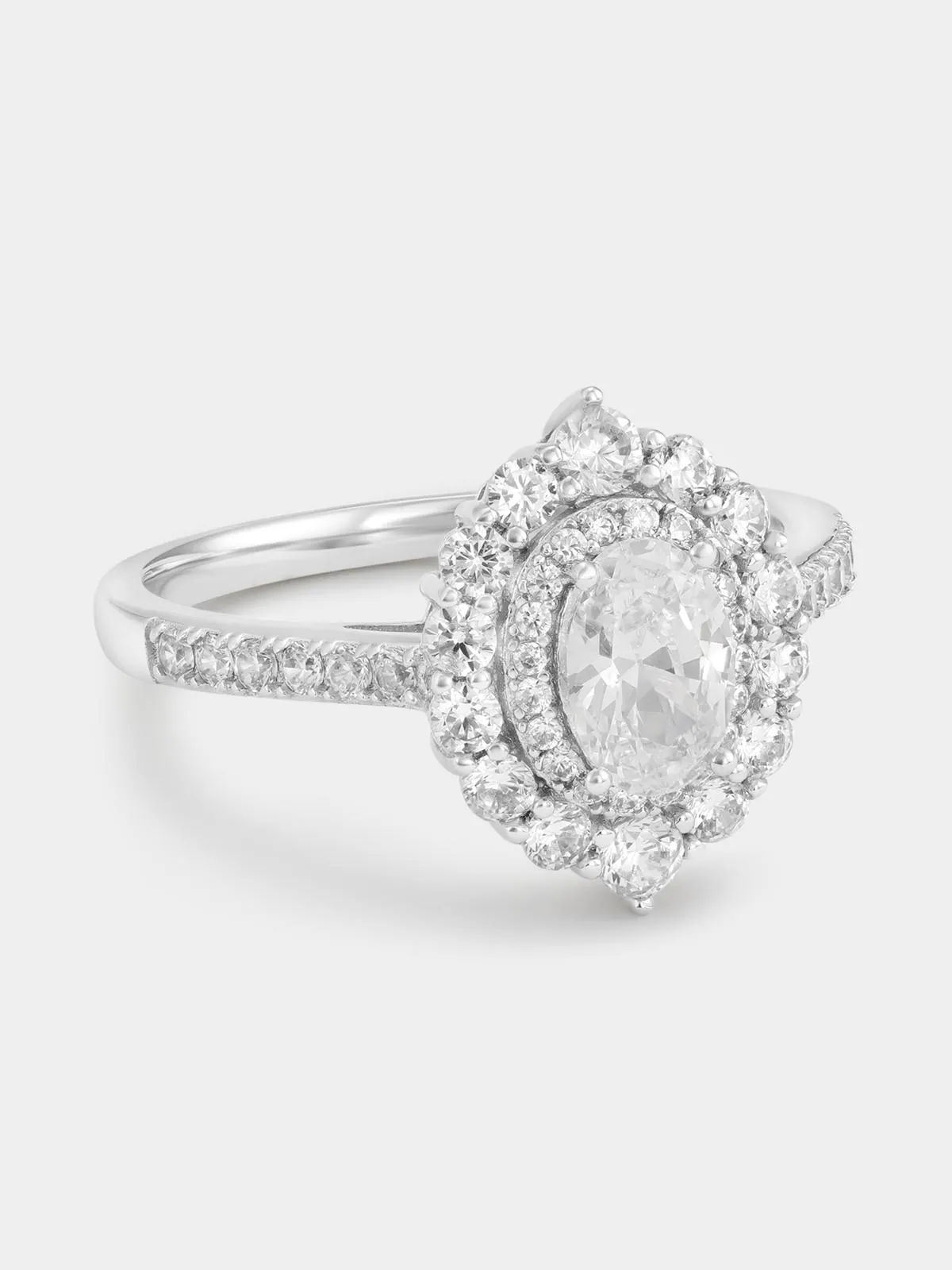 Cheté Sterling Silver Cubic Zirconia Oval Double Halo Ring