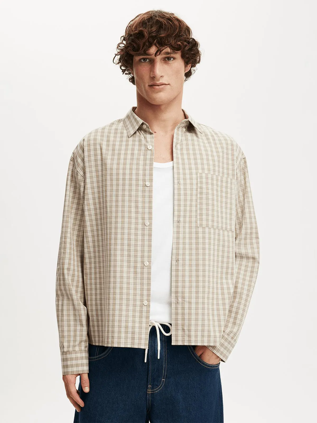 Men's Cotton On Beige Hampton Long Sleeve Shirt
