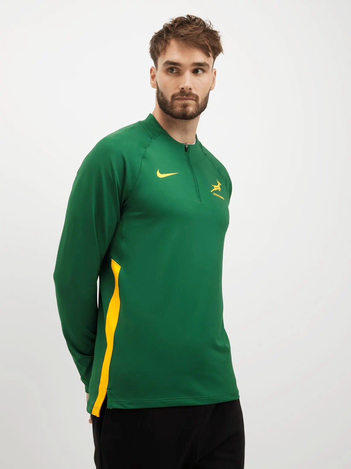 Nike Mens Springboks 1/4 Zip Training Green Top
