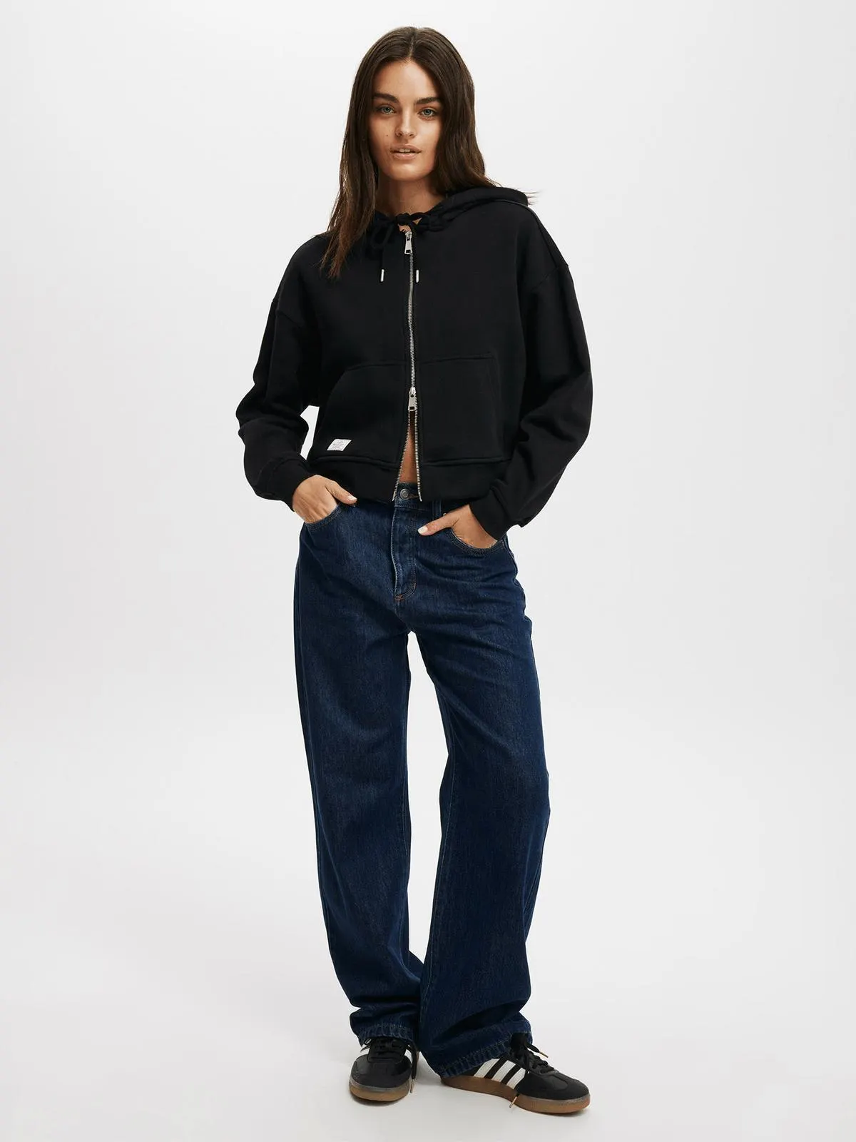 Women's Cotton On Black Classic Fleece Oversized Zip Thru Sweatshirt