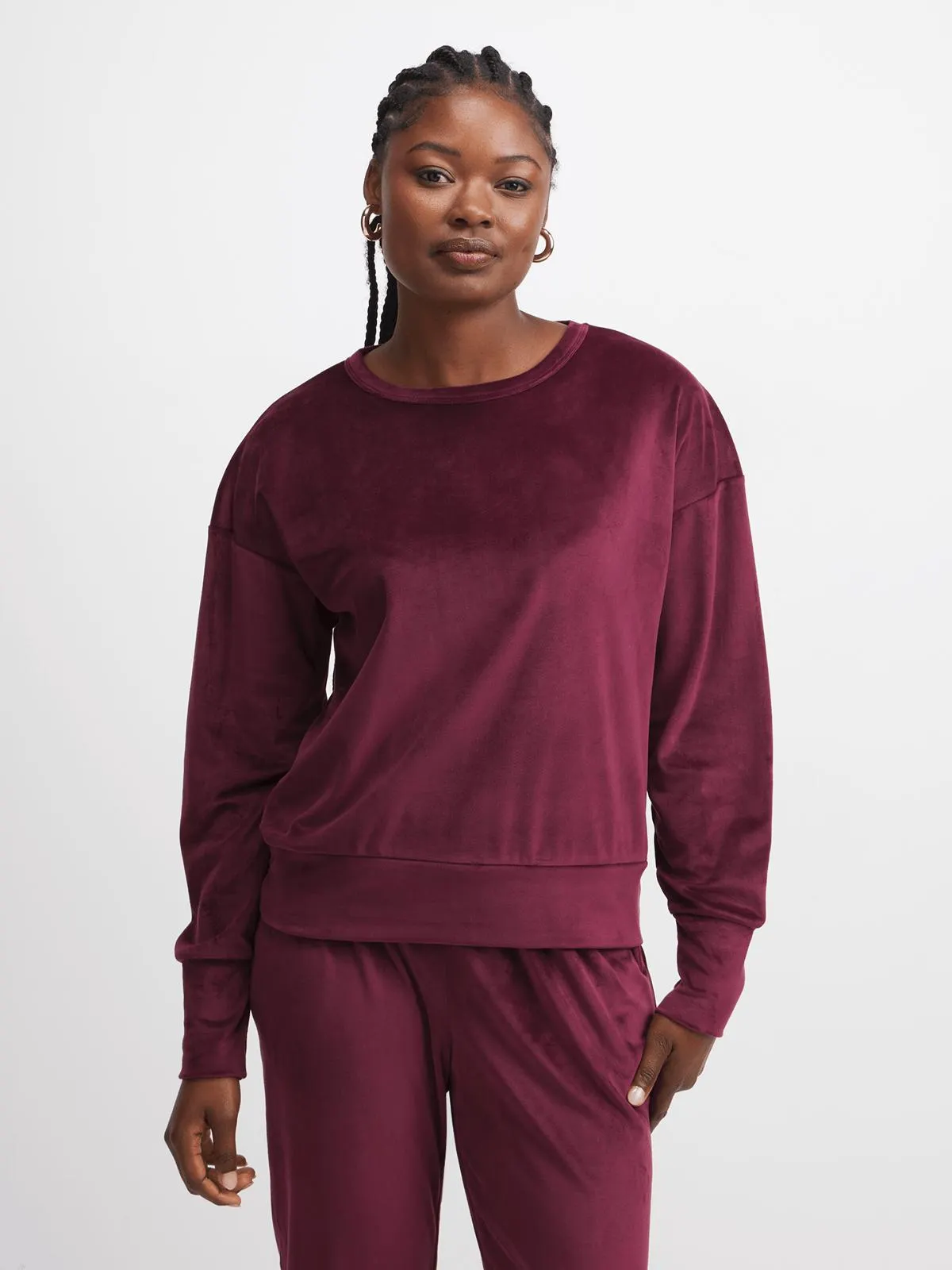 Jet Women's Burgundy Velour Active Top