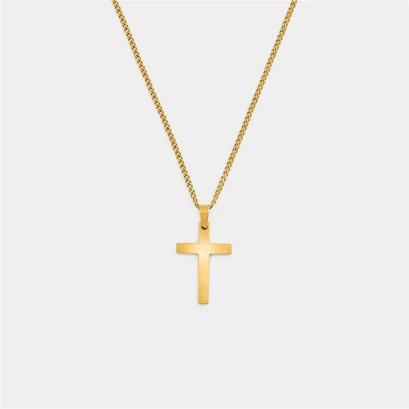Stainless Steel Gold Plated Plain Shiny Cross Pendant